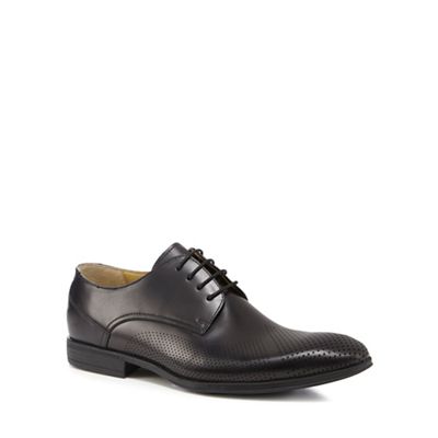 Black leather perforated detail shoes